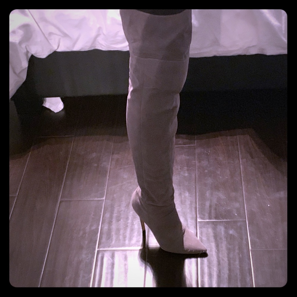 Thigh high grey boots!
